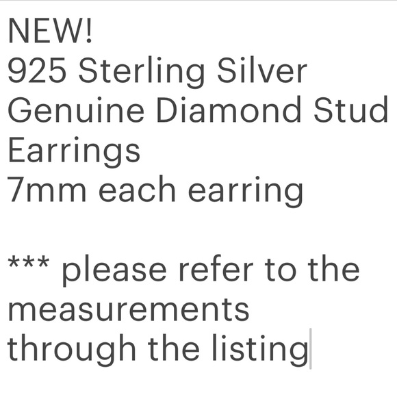 New! .925 Sterling Silver Genuine Diamond Stud Earrings - Picture 7 of 7